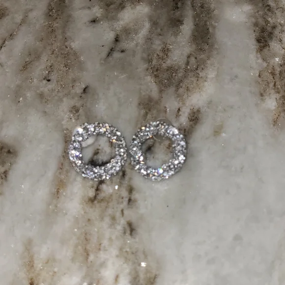 Silver Rhinestone Hoop Earrings - Picture 3 of 3